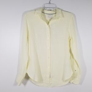 J Crew Baird McNutt Yellow Linen Long Sleeve Button Up Shirt Size 2 Slim